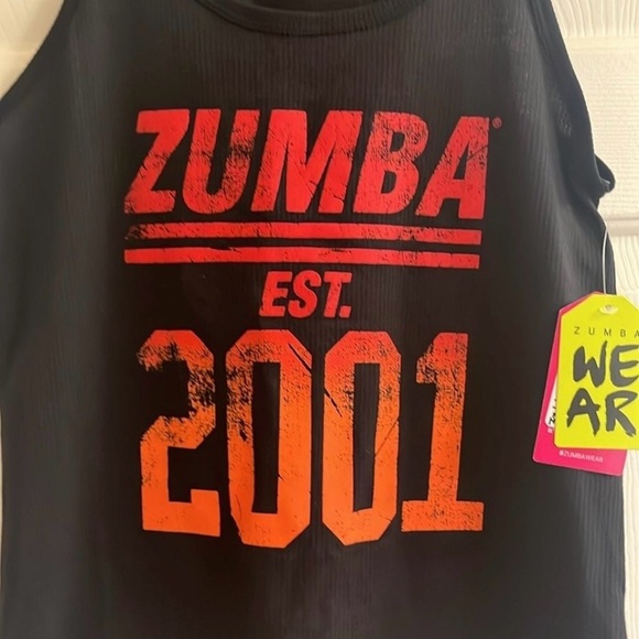 ZUMBA WEAR Tank Top Sz S "Est. 2001" Spicy Ribbed Sleeveless Racerback T-shirt! - Picture 8 of 12